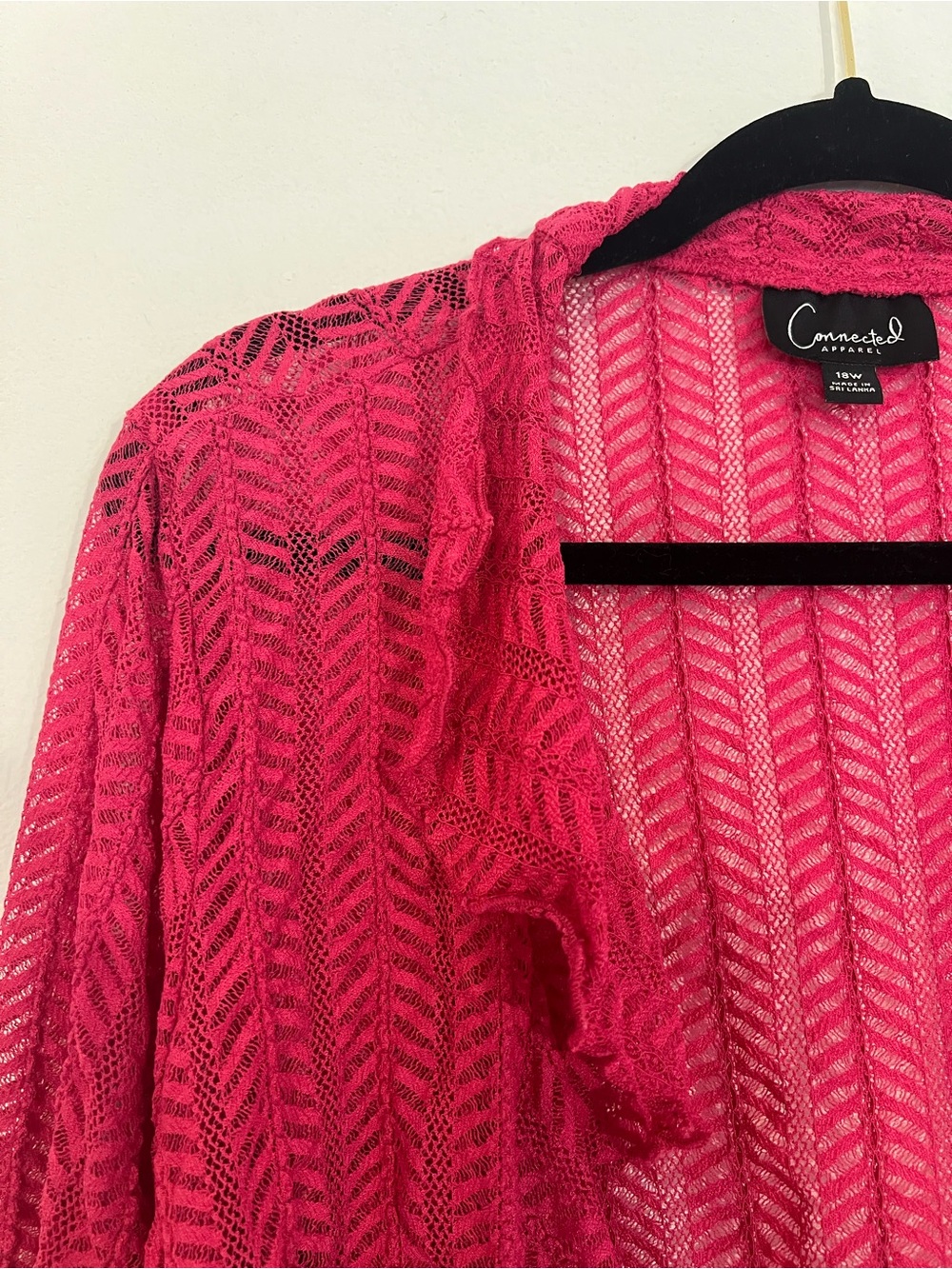 Connected Apparel Hot Pink Shrug Crochet Open Cardigan Size 18W - Picture 3 of 9